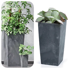 Blumenkübel 75cm Blumentopf Beton Optik Eckig Hoch mit Einsatz (Anthrazit)