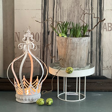 METALL KRONE ANTIK WEIß 28 cm