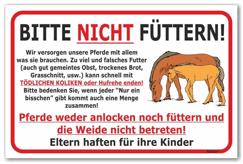 Schild pferde nicht füttern - schild,