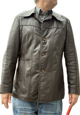 Herren Jacke Kunstleder 54 Braun Dunkelbraun Knöpfe Innentasche