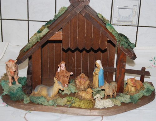 Alte holz weihnachtskrippe - ,