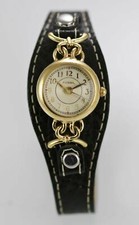 Fossil Uhr Damen Edelstahl Gold Wasserfest Schwarz Breit Leder Creme Quarz