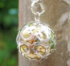  Klangkugel 17mm 925 Silber Messing Engelrufer Harmonie Kugel Elfenkugel +Band