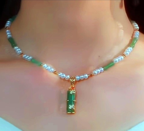 Grün-Jade-Perlen,Gold-Perlen