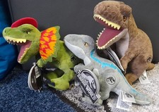 Jurassic Park Plüschis - 3er Set - Velociraptor Blue, Dilophosaurus, T-Rex