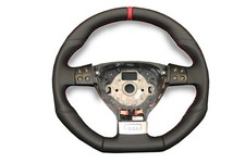 LENKRAD VW GOLF 5 GTI NAPPA/PERFO 12UHR NAHTFARBE ROT NEU BEZIEHEN SPORTLENKRAD