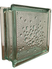 Vintage Glasbaustein mit Luftblasenmuster – 20 × 20 × 8 cm