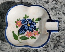 Aschenbecher Keramik Schramberg handgemalt Nr. 33 mit Alpenrose und Enzian