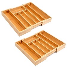 2x Bambus Besteckkasten