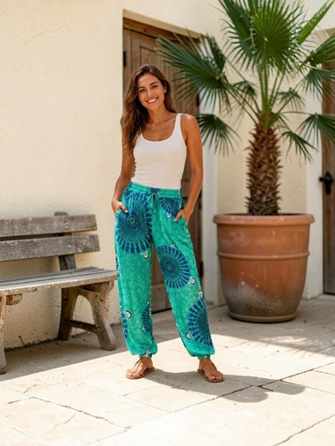 Damen sommerhose türkis - damen, xl