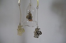 Glas Glöckchen Mobile Weihnachtsmänner Weihnachtsdekoration gold filigran