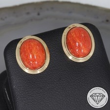 Wert 490 € Korallen Ohrstecker 585 14 Karat Gelb Gold