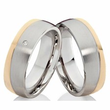 2 Ringe Eheringe mit Diamant