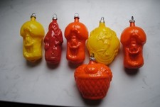 6 teile alter christbaumschmuck aus farbigen glas