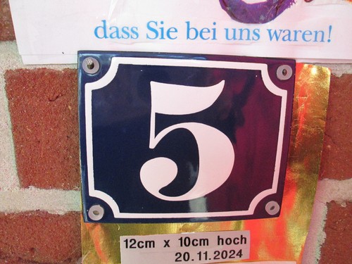 Hausnummer emaille 5 - emaille,