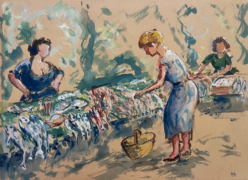 Der fischhändler aquarell - der,