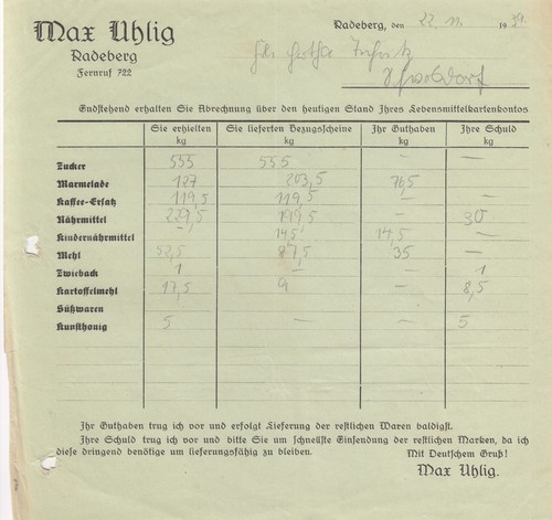 Radeberg rechnung 1939 max - radeberg,,