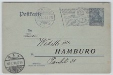 Deutsches Reich Flaggenstempel HAMBURG 19.9.04 auf Postkarte [076]