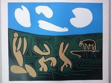 PABLO PICASSO - Linolschnitt 1962 "Bacchanal mit vier Wolken" !!!