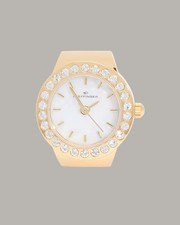 RINGUHR / FINGERUHR / RING UHR  MIT SWAROVSKI  KRISTALLE  IP GG # SCHMUCKJAGD