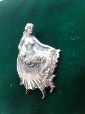 Nixe, Jugendstilbrosche Silber