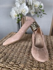 Unisa Wildleder Leder Slipper Pumps Schuhe Gold Absatz UK 6