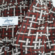 Brioni For Neiman Marcus XXL Herren Hemd 100% Rayon Italy Print Kurzarm brustbre