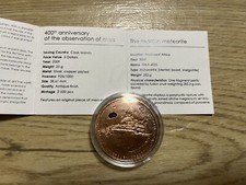 Cook Islands 2009 The 400th Anniversary Observation of Mars Meteorite + Cert.
