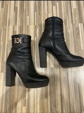 Original VERSACE Stiefeletten Stiefel Boots gefüttert schwarz Leder 37