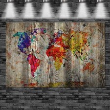 XXL Weltkarte auf Holz gemalt