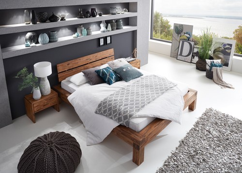 Balkenbett massivholz 180 - massivholz, x