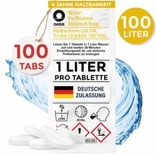 100x Wasser Entkeimungstabletten Wassertabletten Trinkwasser Tabletten Notfall