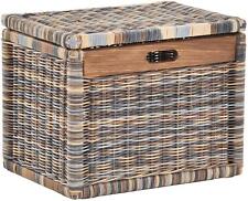 Hoher Korb ,Regalkorb, Schrankkorb mit Deckel Rattan  (Mehrfarbig, Groß)