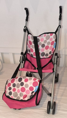 Puppenbuggy pink mit punkten - puppenbuggy,
