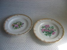 KPM Berlin, 2 antike Porzellan Teller, 1849 - 1870, Blumenmalerei, Pfennigmarke