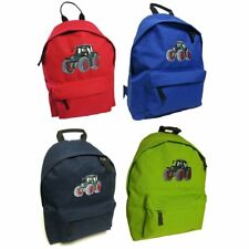 Schulkinder Rucksack Traktor Stickerei grüner Traktor rote Felgen