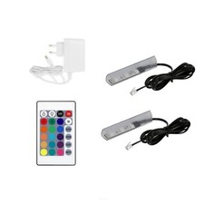 QLS LED RGB 2 Stück Glasbodenbeleuchtung Clip 12V Fernbedienung 16 Farben