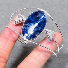 Sodalith ovale Form Edelstein Handarbeit Modeschmuck verstellbar Armreif SR 354