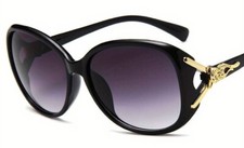 Damen Sonnenbrille mit Farbverlauf schwarz Brille UV 400 mit goldenem Bügel