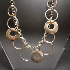 Sterling Silver Hammered Circle Ring Necklace