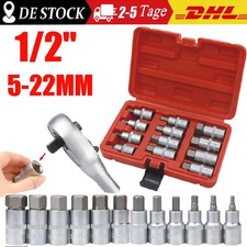 12tlg Steckschlüssel Satz Innen Sechskant Nuss HW5 - HW22 1/2" Inbus Schrauben