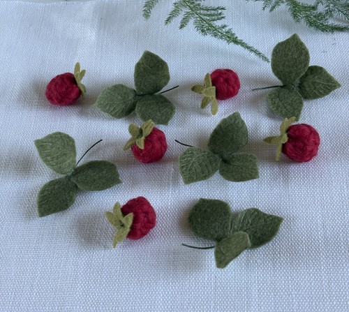 Filz himbeeren mit grün - filz,