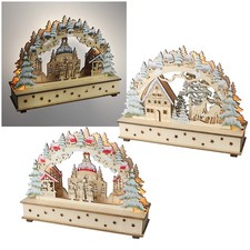 2 kleine Schwibbogen Holz Led