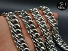 XXL Panzerkette 19 & 22 mm Halskette Edelstahl Silber MASSIV NEU