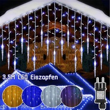 Lichterkette LED Weihnachtsbeleuchtung Eiszapfen Innen Außen Fenster Deko Timer