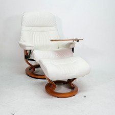Ekornes Stressless Sunrise (L) mit Hocker & Multifunktionstisch weiß Leder Top!