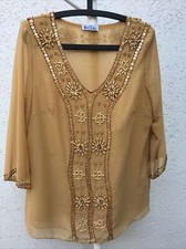 Michel Bustos Bluse Tunika- Hippie Style - beige