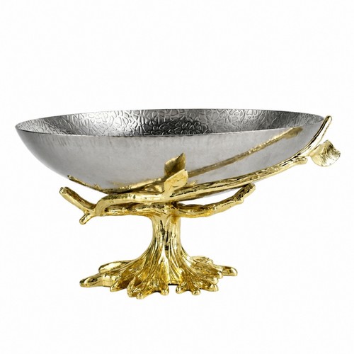 Obstschale mit fuß goldfarben - obstschale,