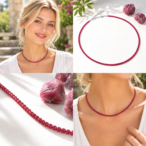 Rubin kette halskette - halskette, damen