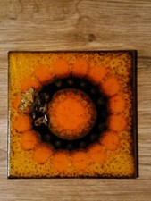 alte Kachel Fliesen -unikat-antik 15x15 Blumen-Sonnenblume- orange/gelb/braun